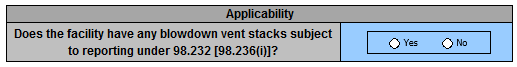 Image of applicability table for 2016-2023 Blowdown Vent Stacks